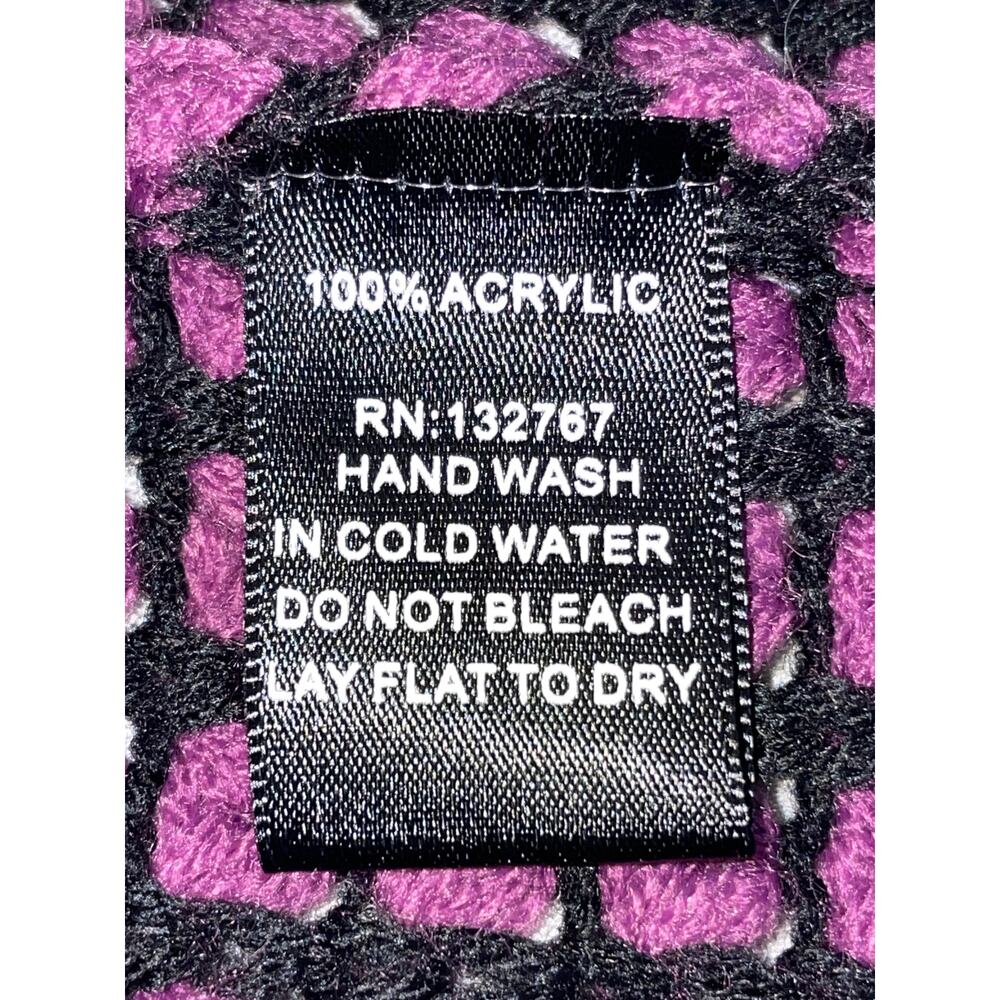 Bacci Cowl Neck Sweater Dress - Size M - Black, Purple Loose Knit, Radial Pocket - Picture 5 of 7